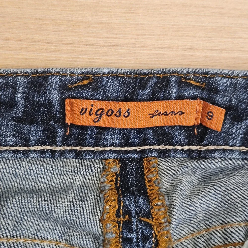 Y2K Vigoss Bootcut Jeans Womens 9 32x32 Blue Denim Stretch Low Rise P1091M